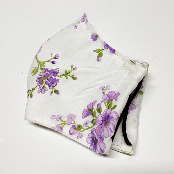 Purple Floral Lilac Fabric Face Mask - Picture 2 of 4